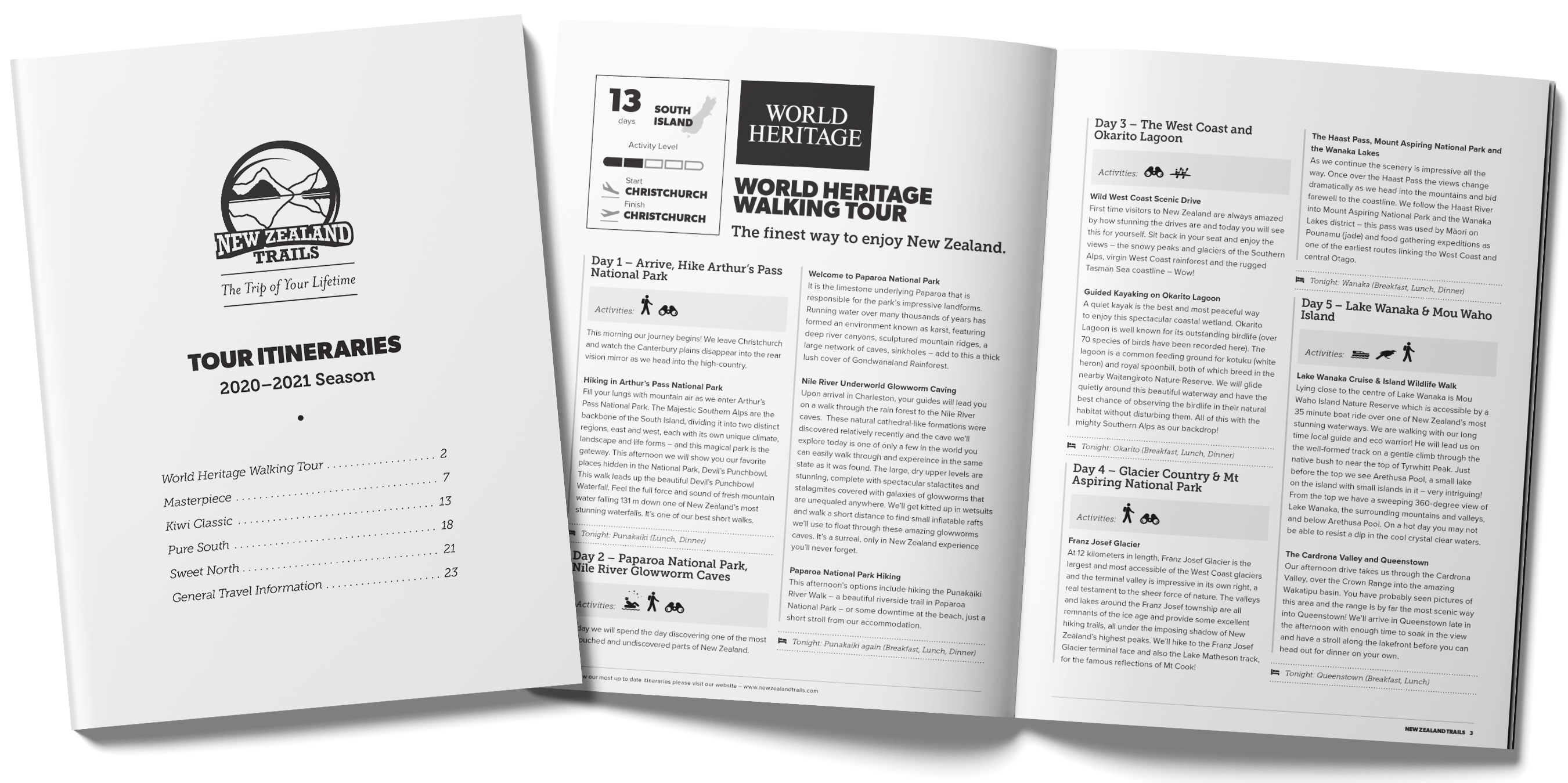 New Zealand Trails itinerary insert